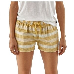 Patagonia W's Island Hemp Baggies Shorts Small Yellow Pink Stripe